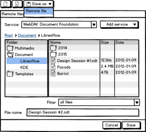 Dialog ‚Open Remote File‘ (with parts of the toolbar).